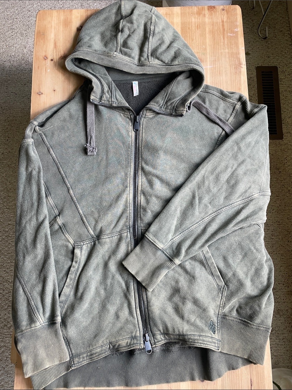 Free People Movement Washed Olive Oversized Zipped Hoodie with Drawstrings - Picture 7 of 12